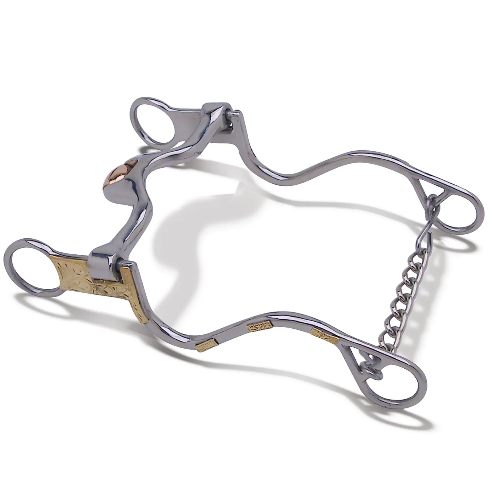Toklat Wes 7 3/4” Shank Medium Port Western Bit with Copper Roller & Brass Trim