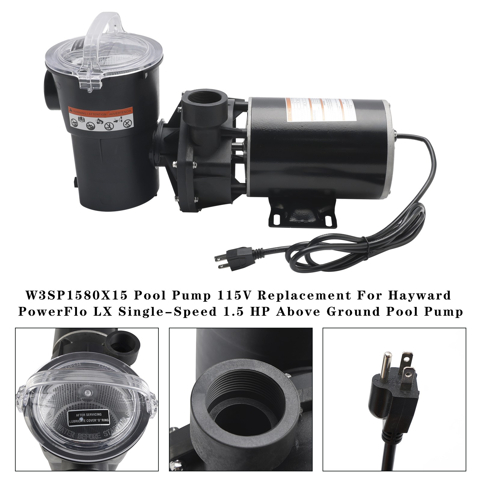 W3SP1580X15 Pool Pump 115V Replacement For Hayward PowerFlo LX 1.5 HP A7