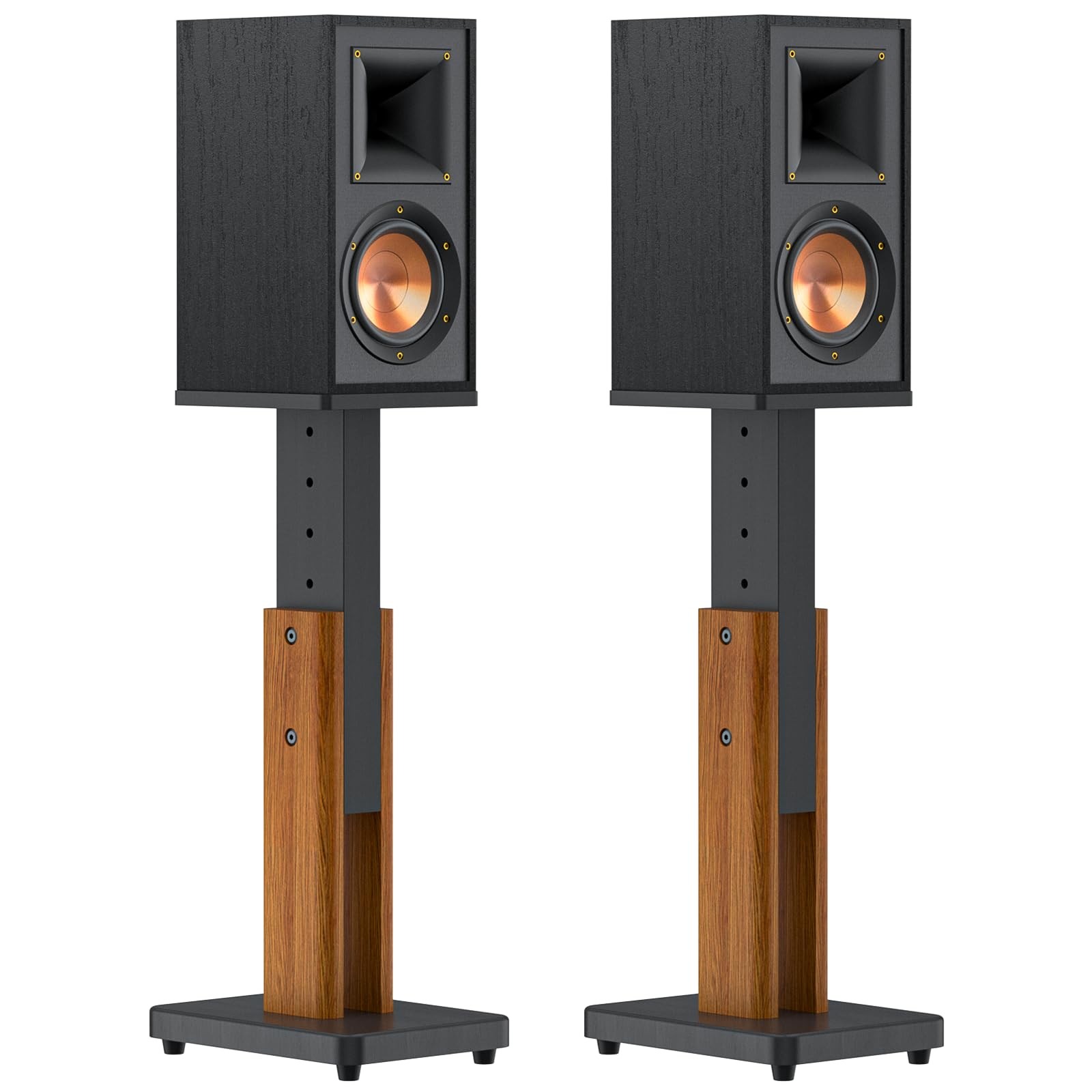 Height Adjustable Speaker Stands Pair for Studio Monitor & Wood Color