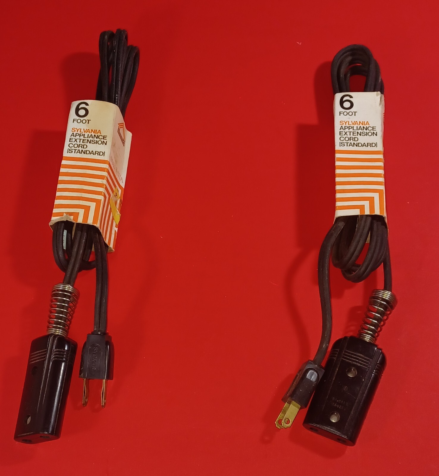 Vintage Set Of 2 Sylvania Appliance Cords (Standard)  2 Prong 11/16" Contacts
