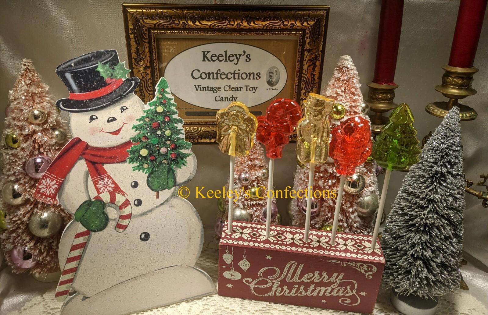 Christmas Clear Toy Candy, Barley Lollipops - 20 Lollipops