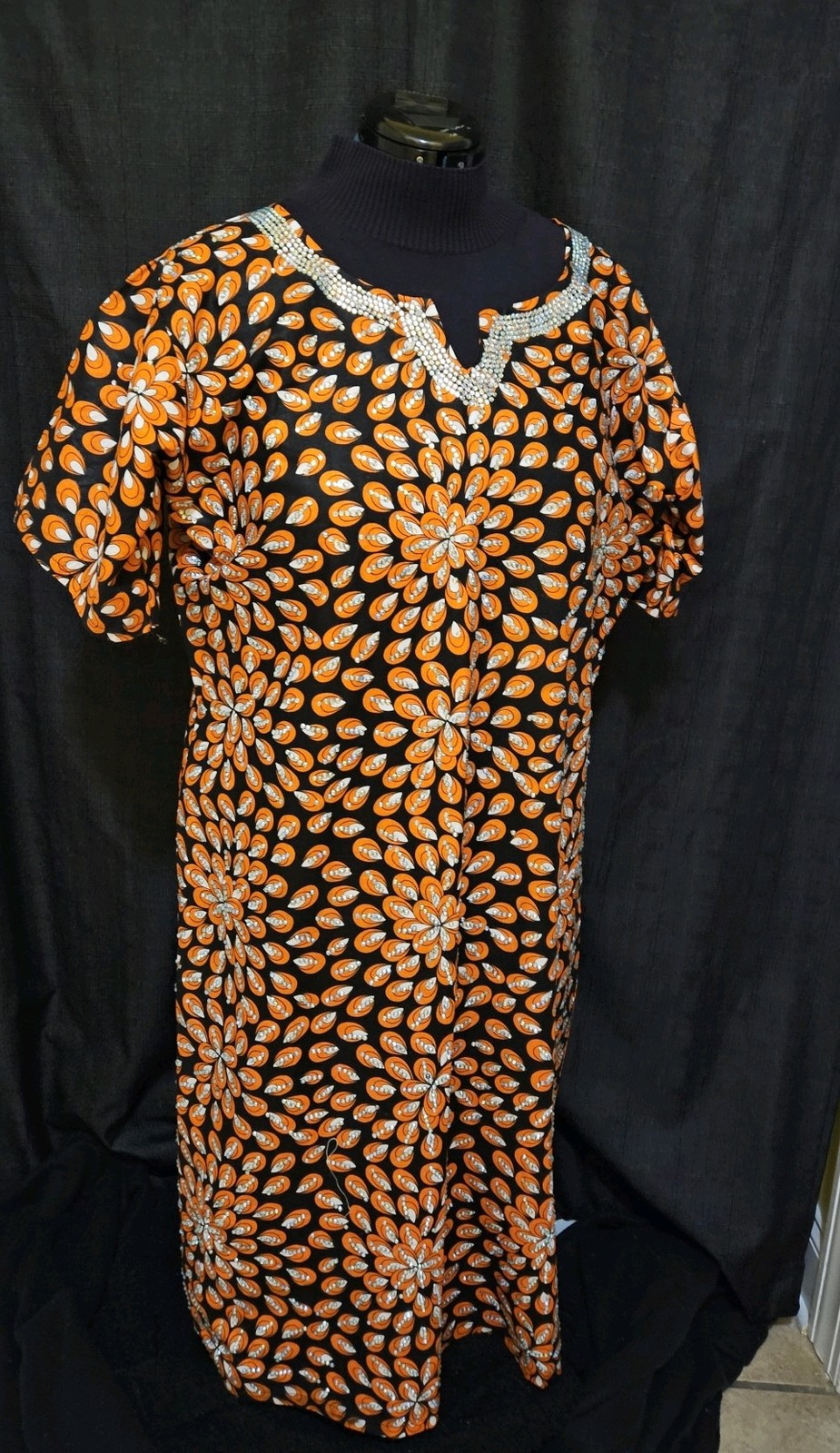 NIGERIAN Ethnic Women’s Dress Handmade Short Sleeve Beaded