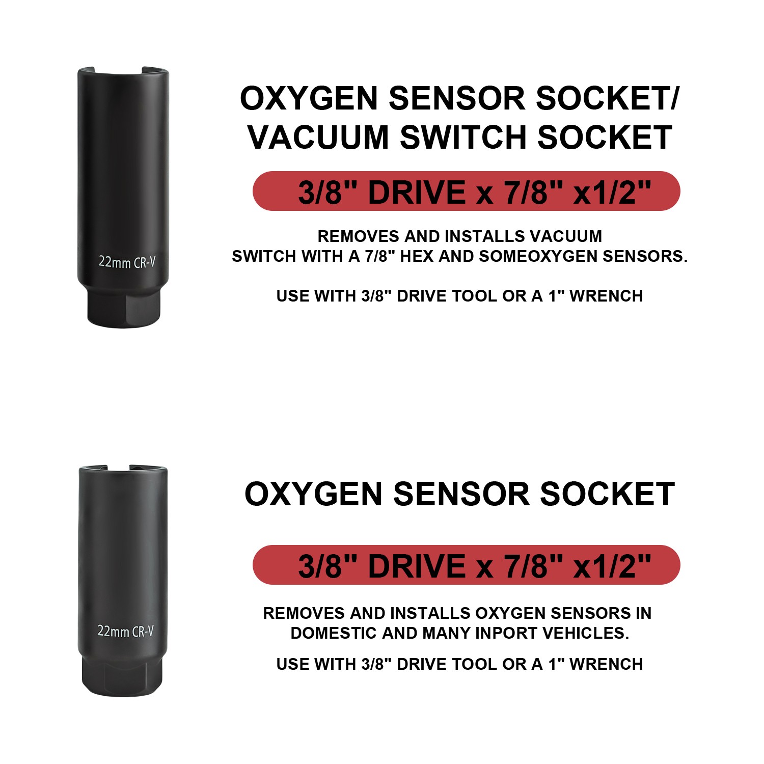 7PCS Automotive O2 Oxygen Sensor Socket Set Offset 02 Sensor Wrench Remover Tool