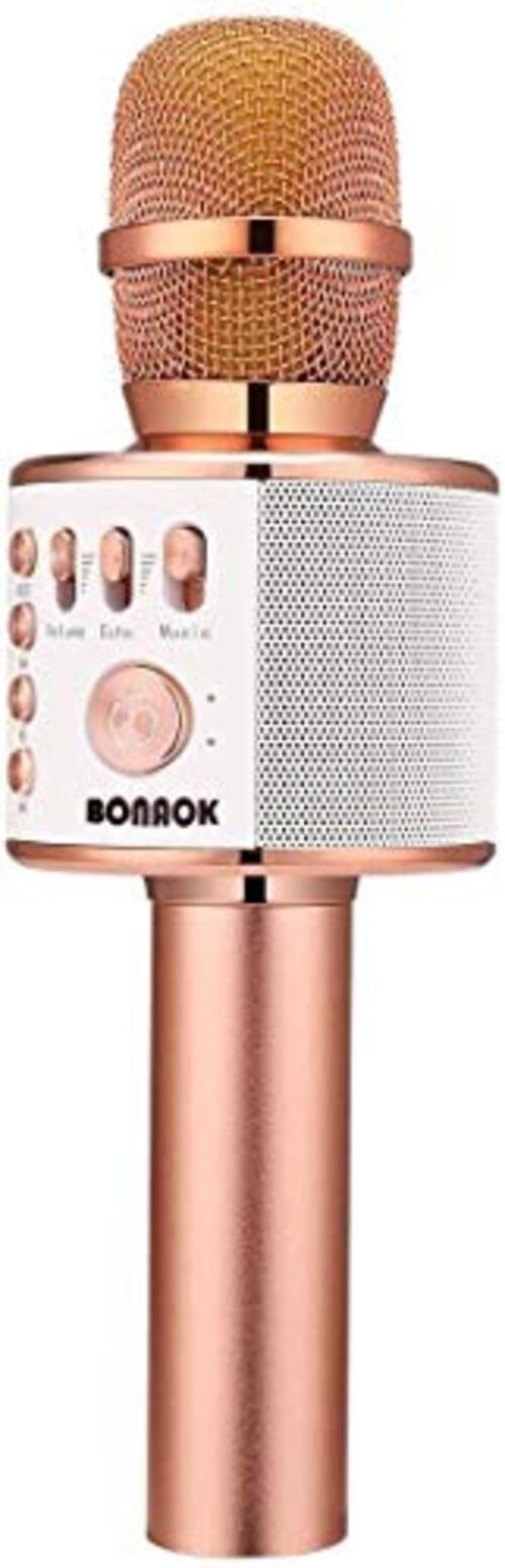 Wireless Bluetooth Karaoke Microphone,3-in-1 Portable Handheld Rose Gold