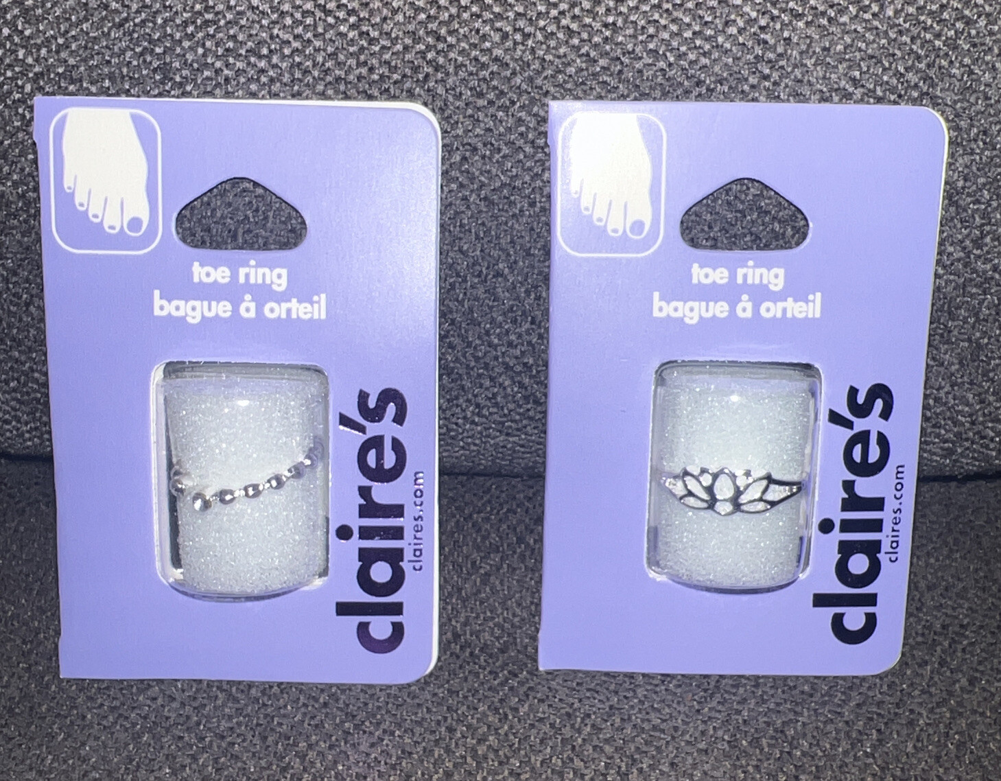 Claire’s Silver Lotus💍Flower & Silver Bubble Open Front Crystal Toe Rings