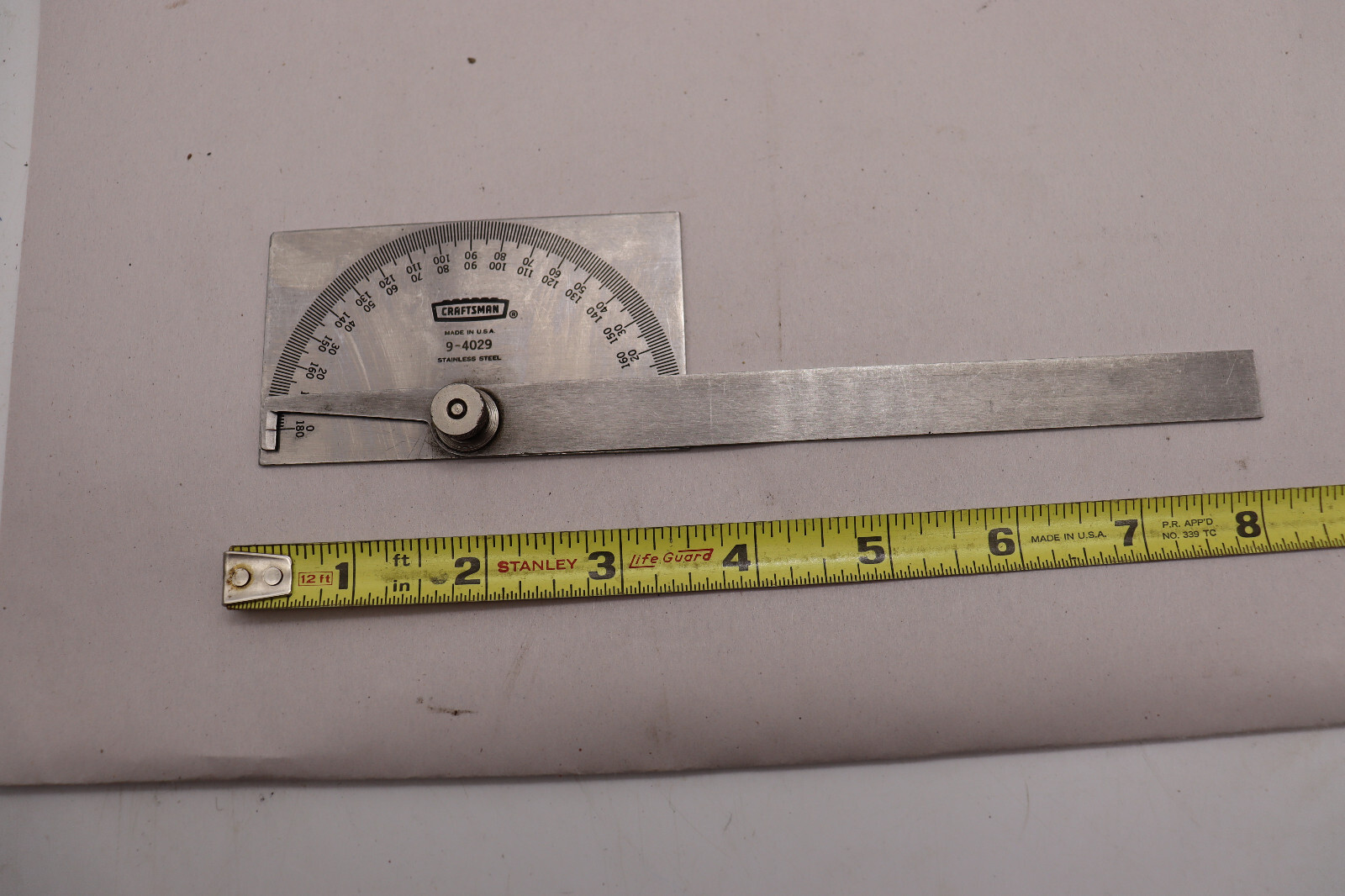 Craftsman Machinist Stainless Steel Protractor 9-4029 Made in USA free ship USA