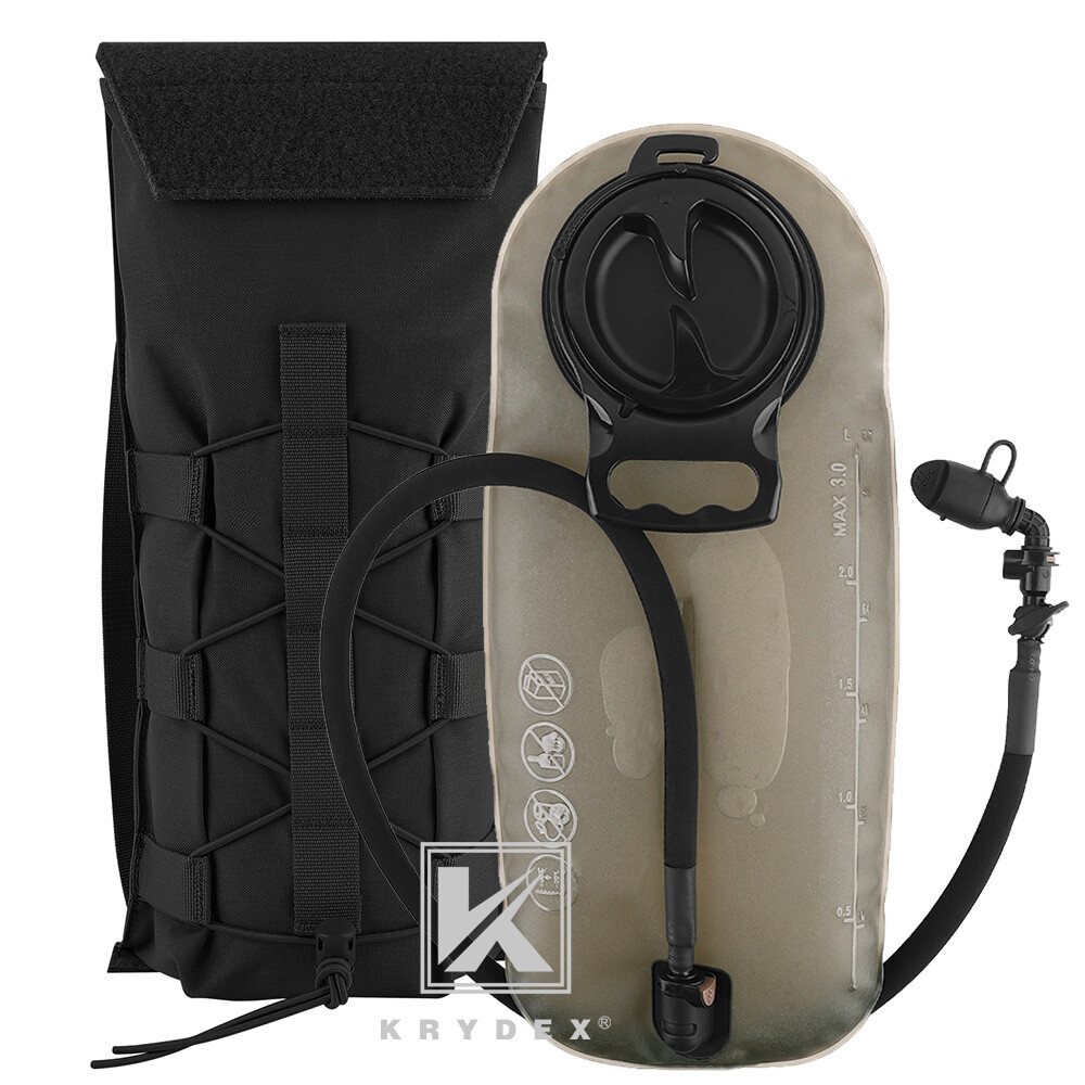KRYDEX 3L Water Bladder Tactical Hydration Carrier MOLLE Panel for Vest Black