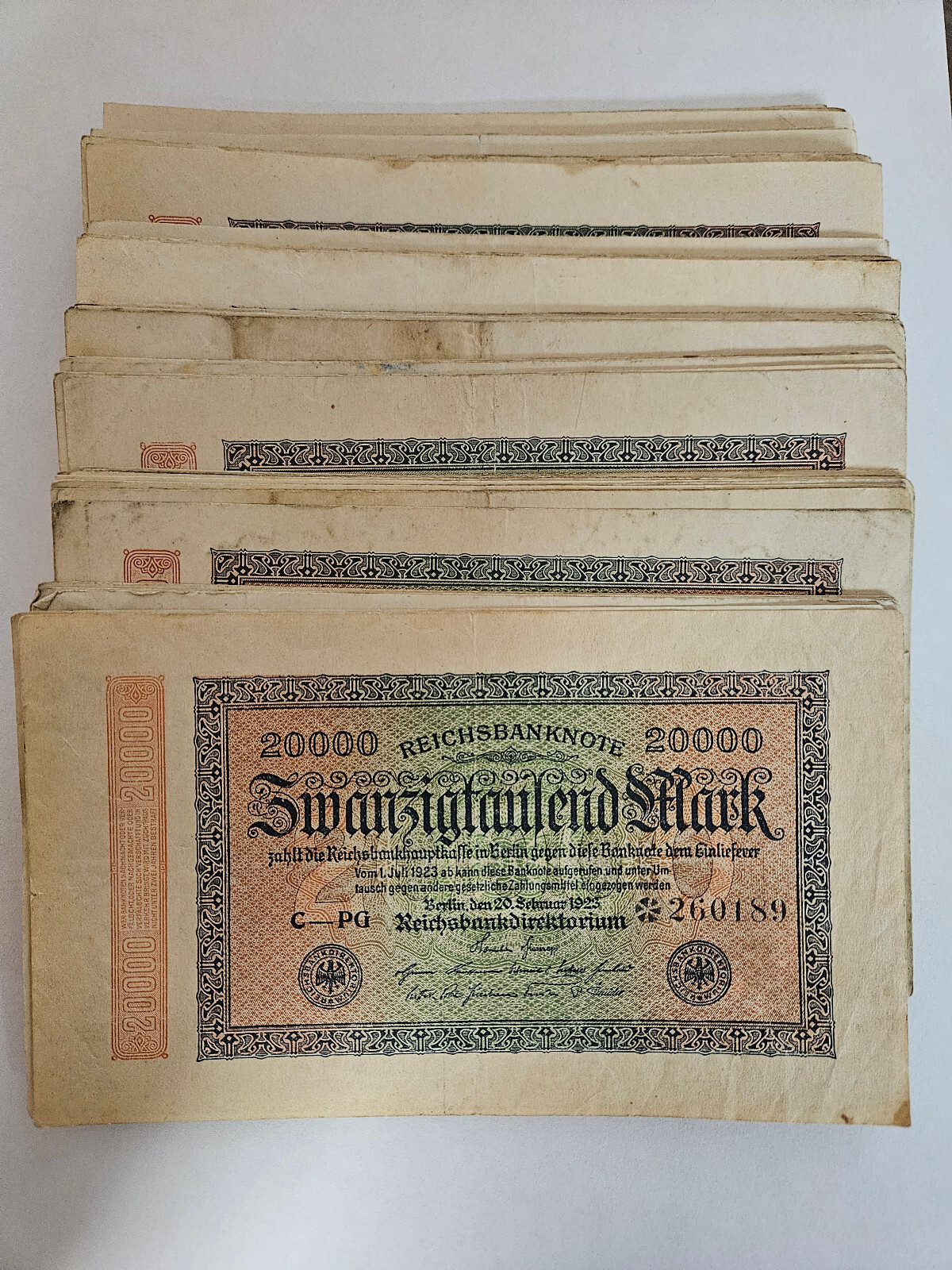 GERMANY  20000  MARK  REICHSBANKNOTE  / SOLD AS EACH