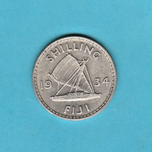 Fiji Islands 1934 50% Silver One Shilling Coin km4 George V - See Scans