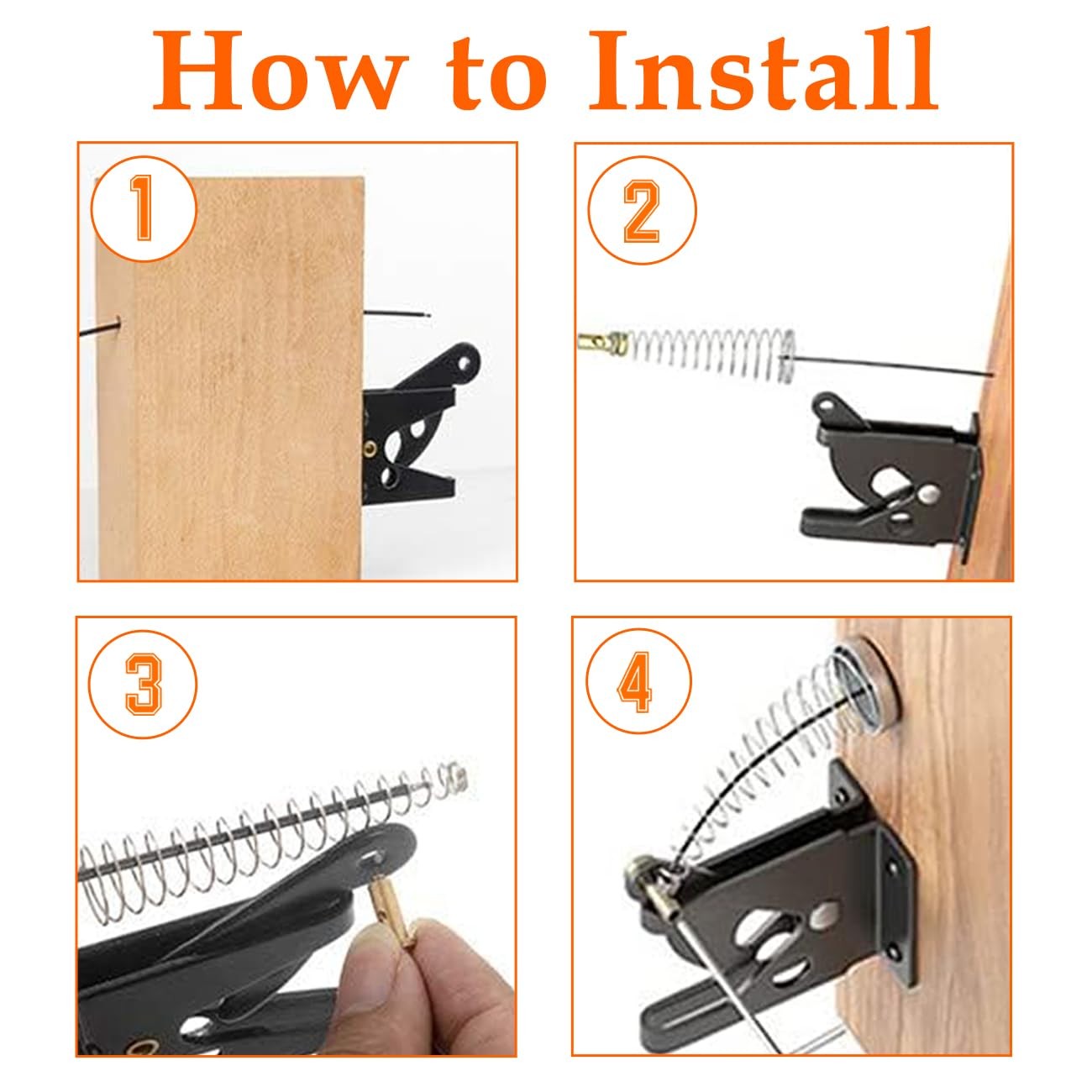 Gate Latch Cable Pulls Kit, Black Spring Loaded Adjustable Gate Latch Cable P...