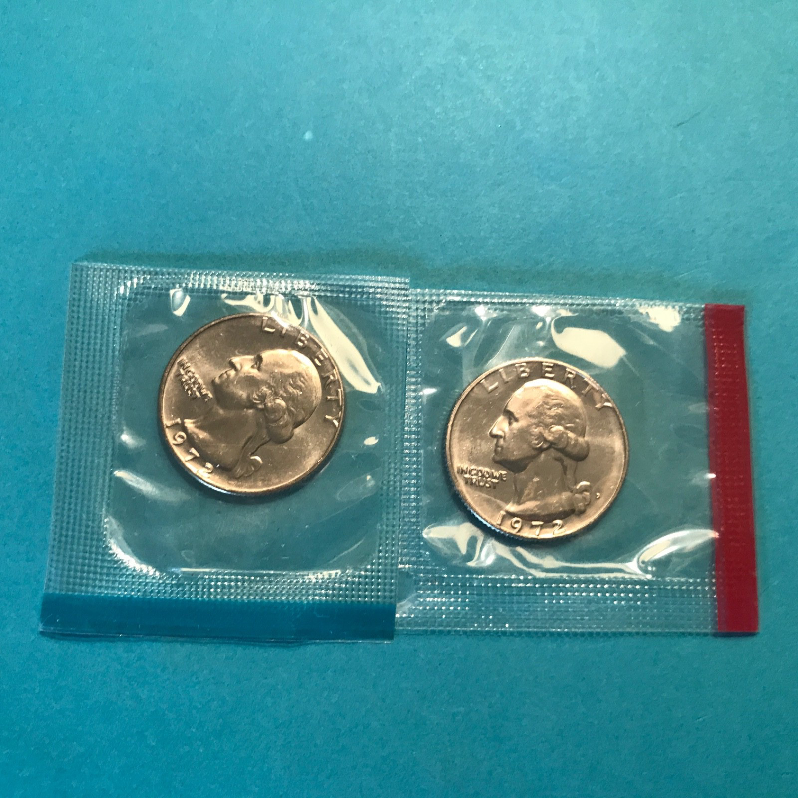 1972 P&D Washington Quarters  Unc  Mint Cello   FREE SHIP