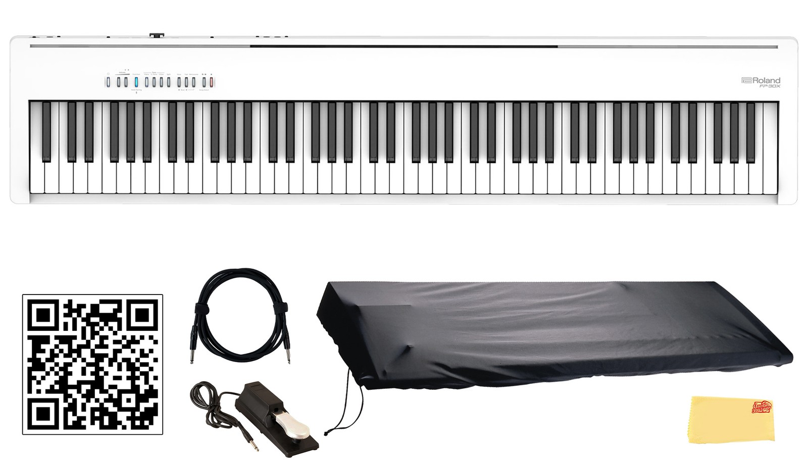Roland FP-30X 88-Key Digital Piano - White w/ Sustain Pedal