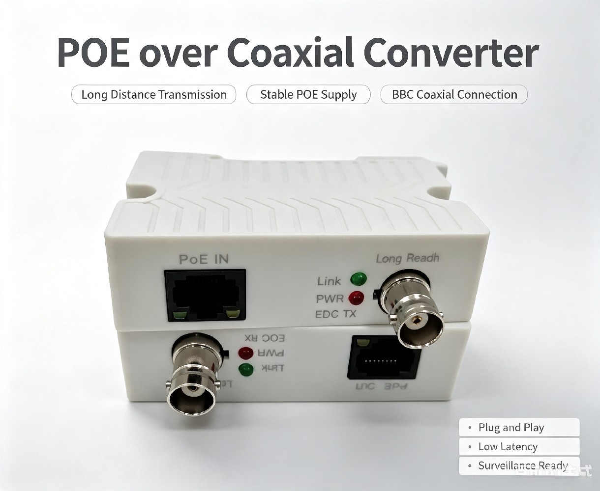 PoE &IP OVER COAX CONVERTER POE Over Coax EOC Converter 3000ft Power and Data