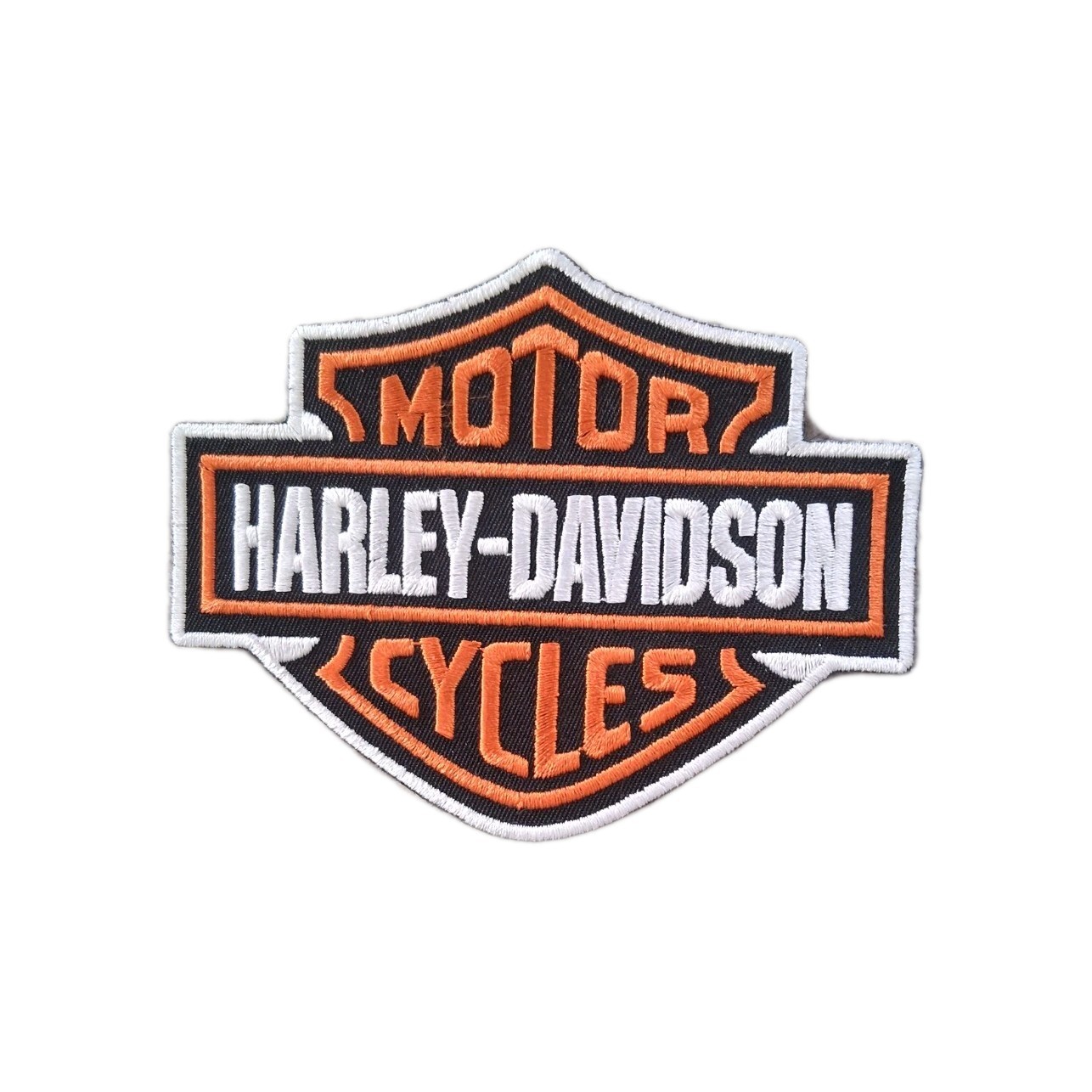 Harley Davidson Classic Black - Orange Patch BAR & SHIELD - NEW.  4.5”x 5.5”