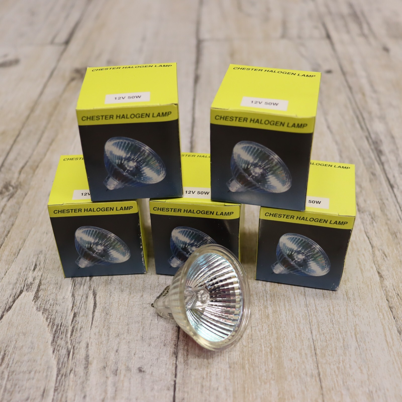 6 Pc-MR16 Light Bulbs 12V 50W Dimmable Lamps (NO LENSE) Bi-Pin 2-Pin GU5.3 Base