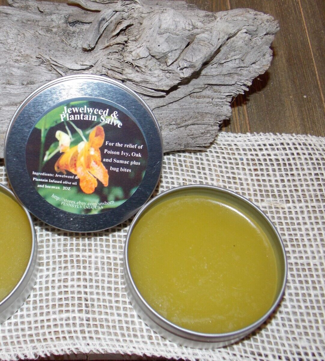 Jewelweed & Plantain Homemade Salve 2 oz: Relieves Symptoms of Poison, Bug Bites
