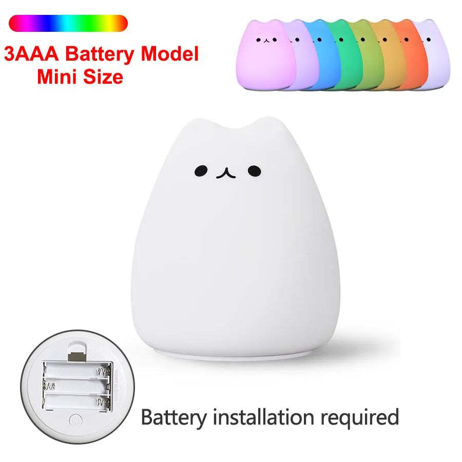 LED Silicone Kitten Night Light