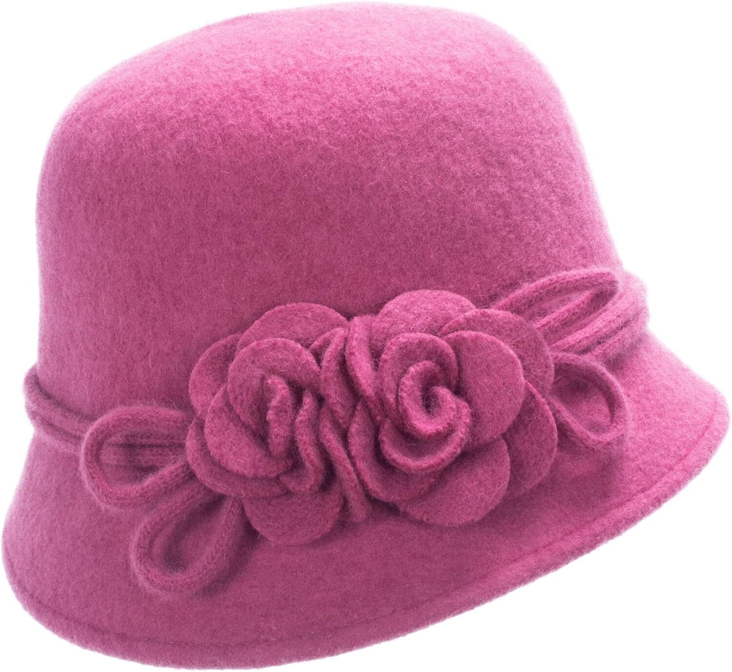 Lawliet Womens Retro Collapsible Soft Knit Wool One Size-X-Large, Dark Pink