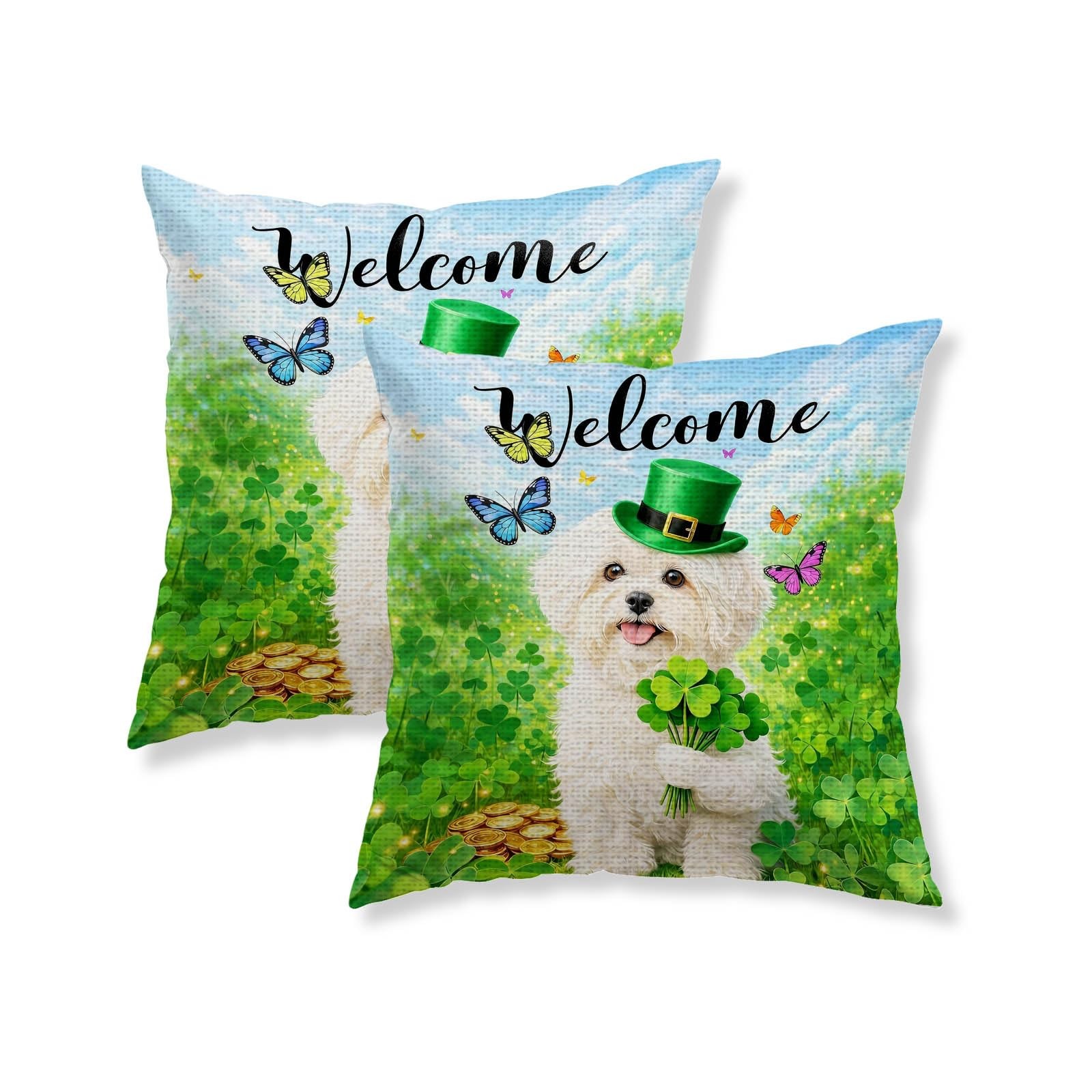 St. Patrick's Day Throw Pillow Covers 18x18 Inch Linen Saint Patrick's 1PC We...