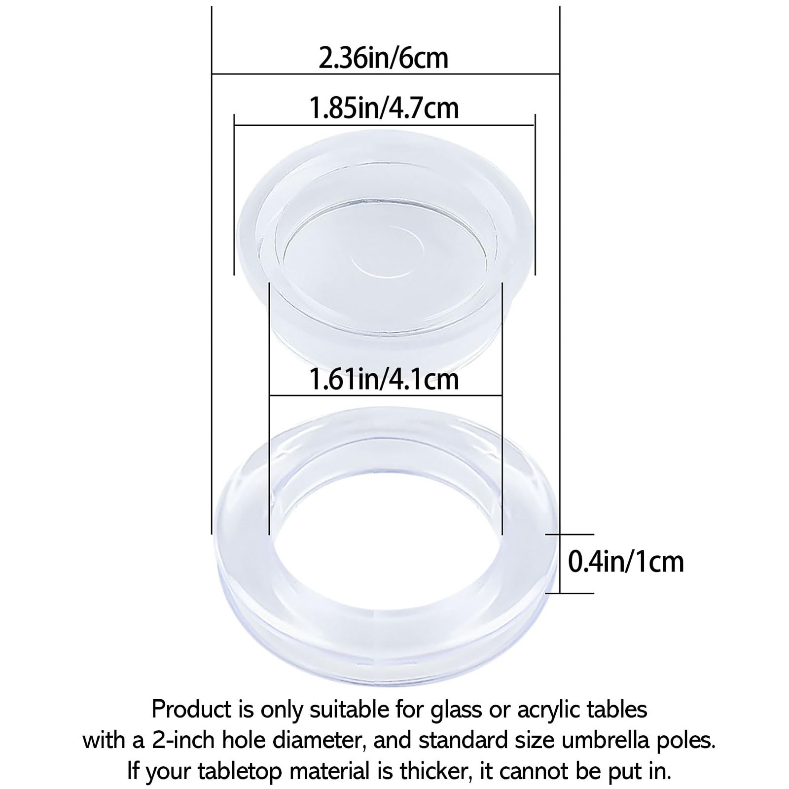 Prudiut 2" Silicone Patio Table Umbrella Hole Ring Plug & Cap Set (2-Pack)