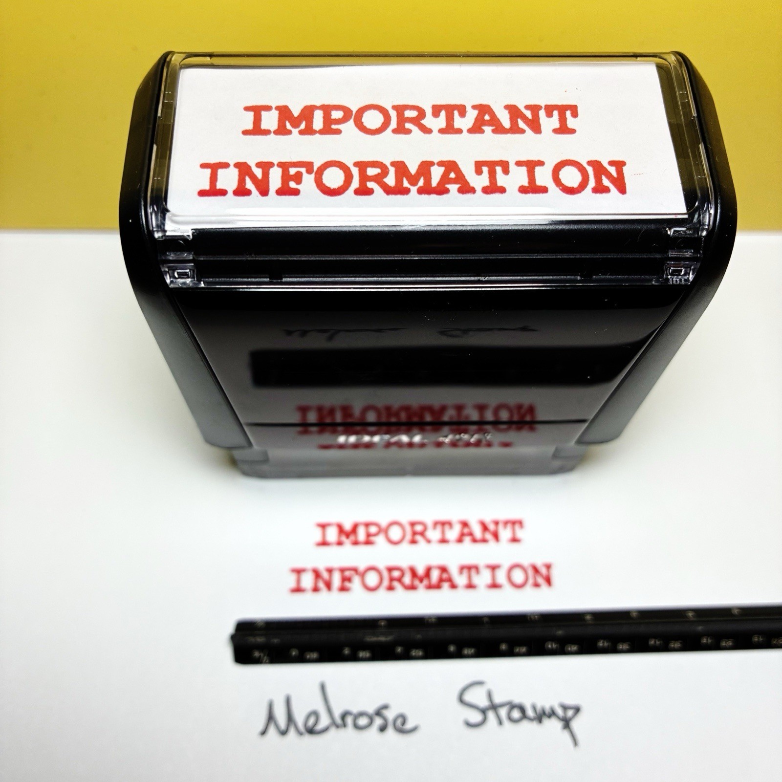 Important Information Rubber Stamp Red Ink Self Inking Ideal 4913
