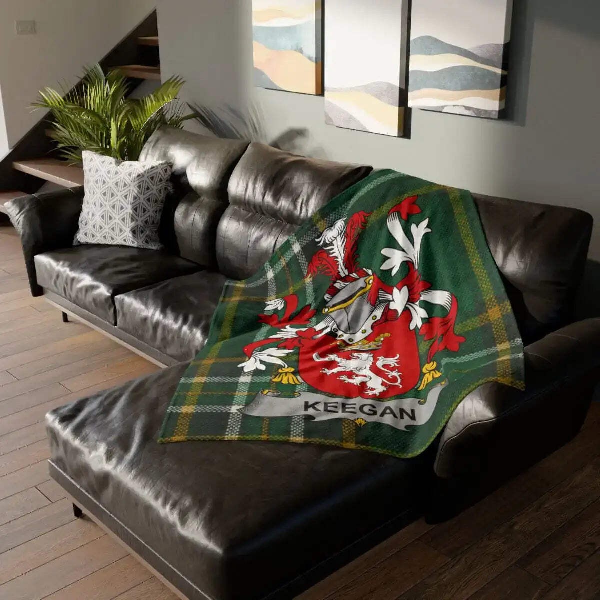 Keegan Coat Of Arms Irish Tartan Heritage Blanket