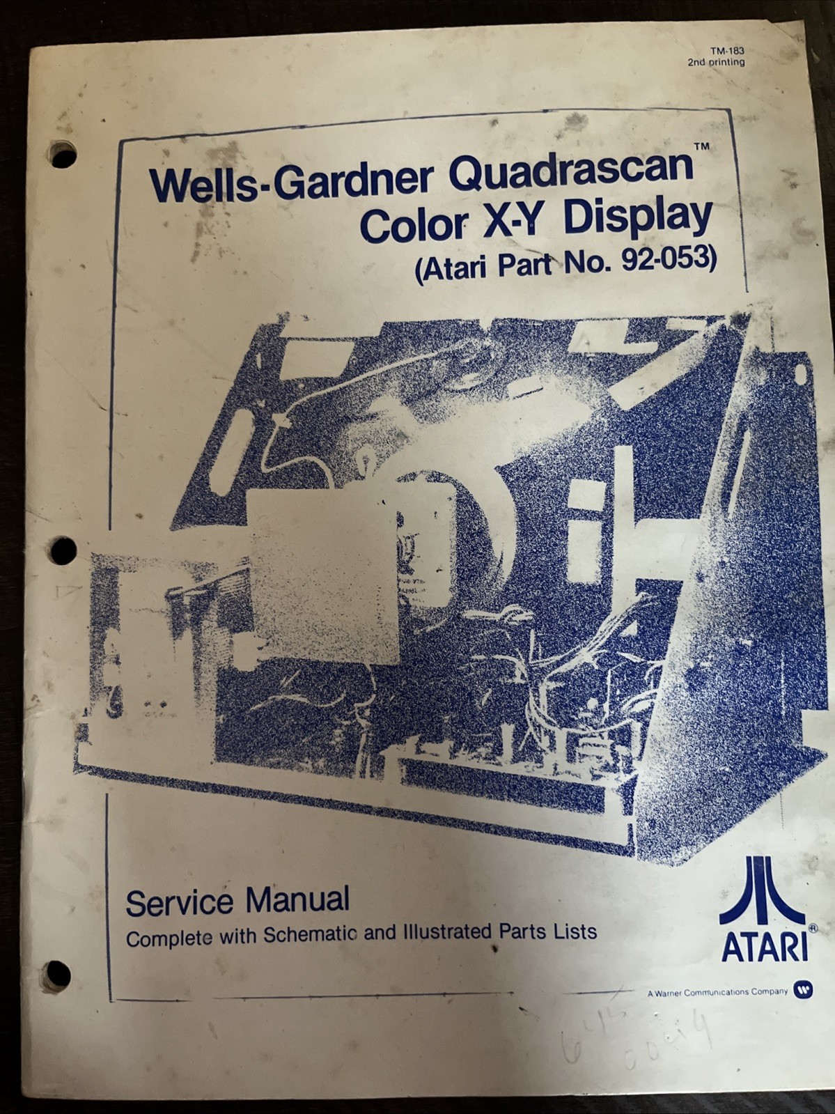 Atari Wells Gardner Quadrascan ArcadeGame Color XY MonitorService Manual 92053