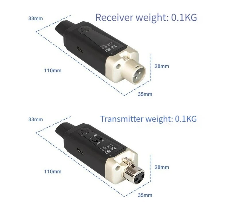 Wireless Microphone System XLR Mic Adapter Converter UHF Automatic Transmitter