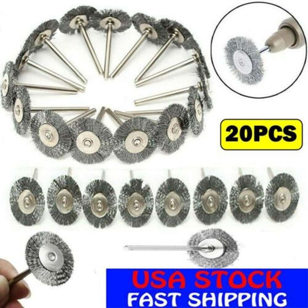 20PC Wire Brush Fit Dremel Rotary Tool Stainless Steel Die Grinder Removal Wheel