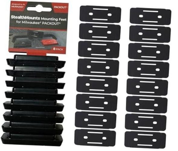 StealthMounts Pies de montaje para Milwaukee Packout Paquete de 16 - Negro