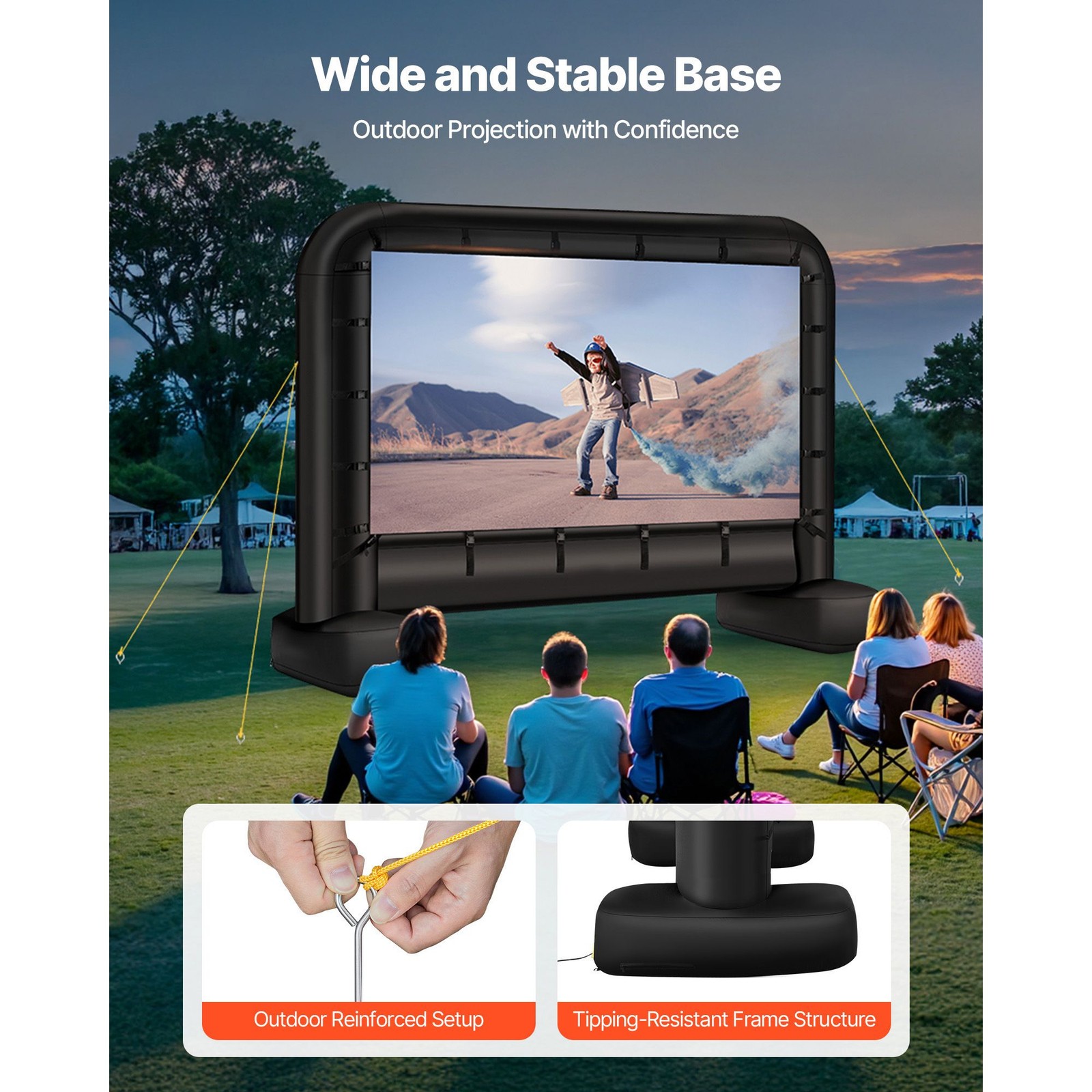 14ft Inflatable Movie Screen 16:9 600D Waterproof OxFor Ford Easy Setup