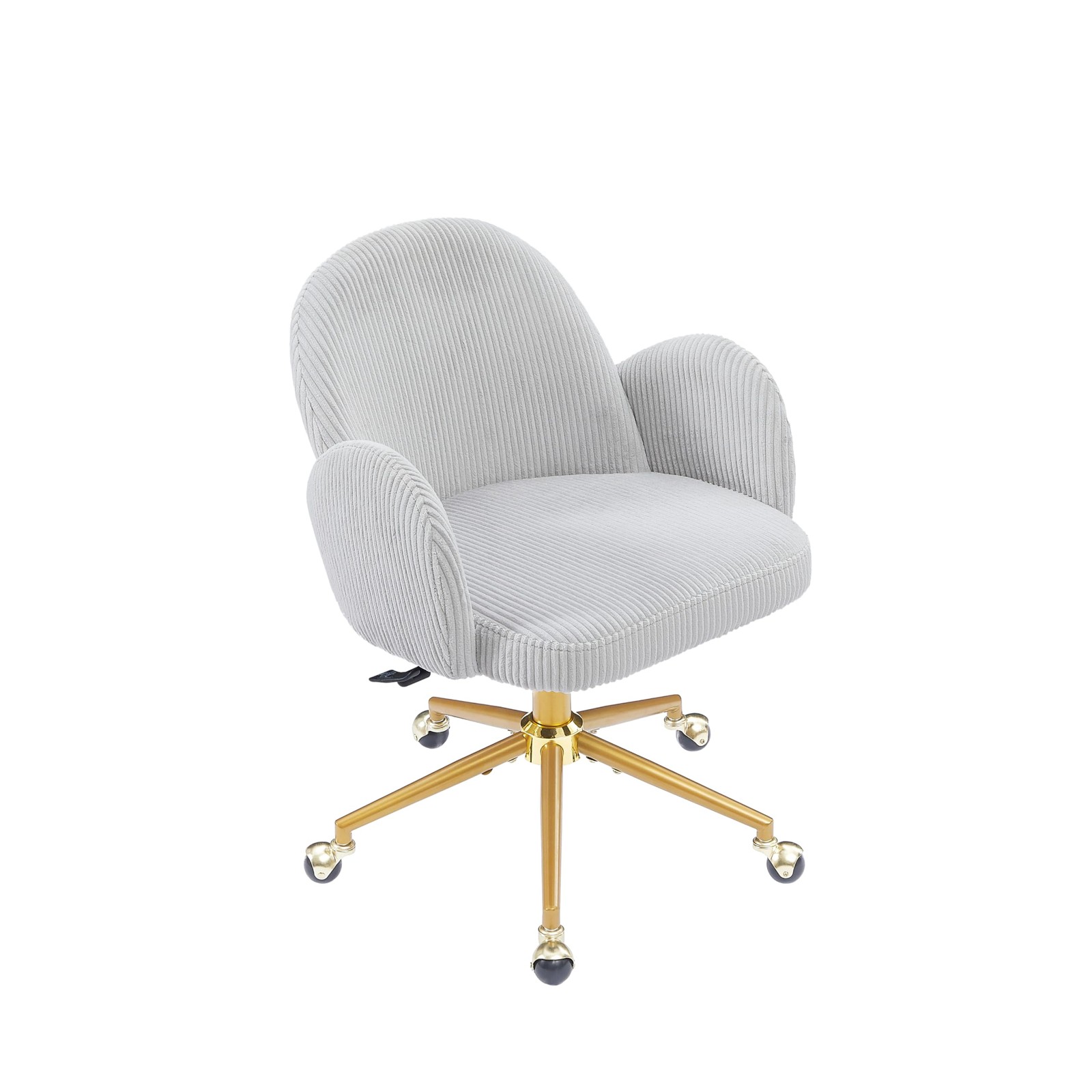 Corduroy Vanity Chair with Petal Backrest, Adjustable Modern Swivel Home Offi...