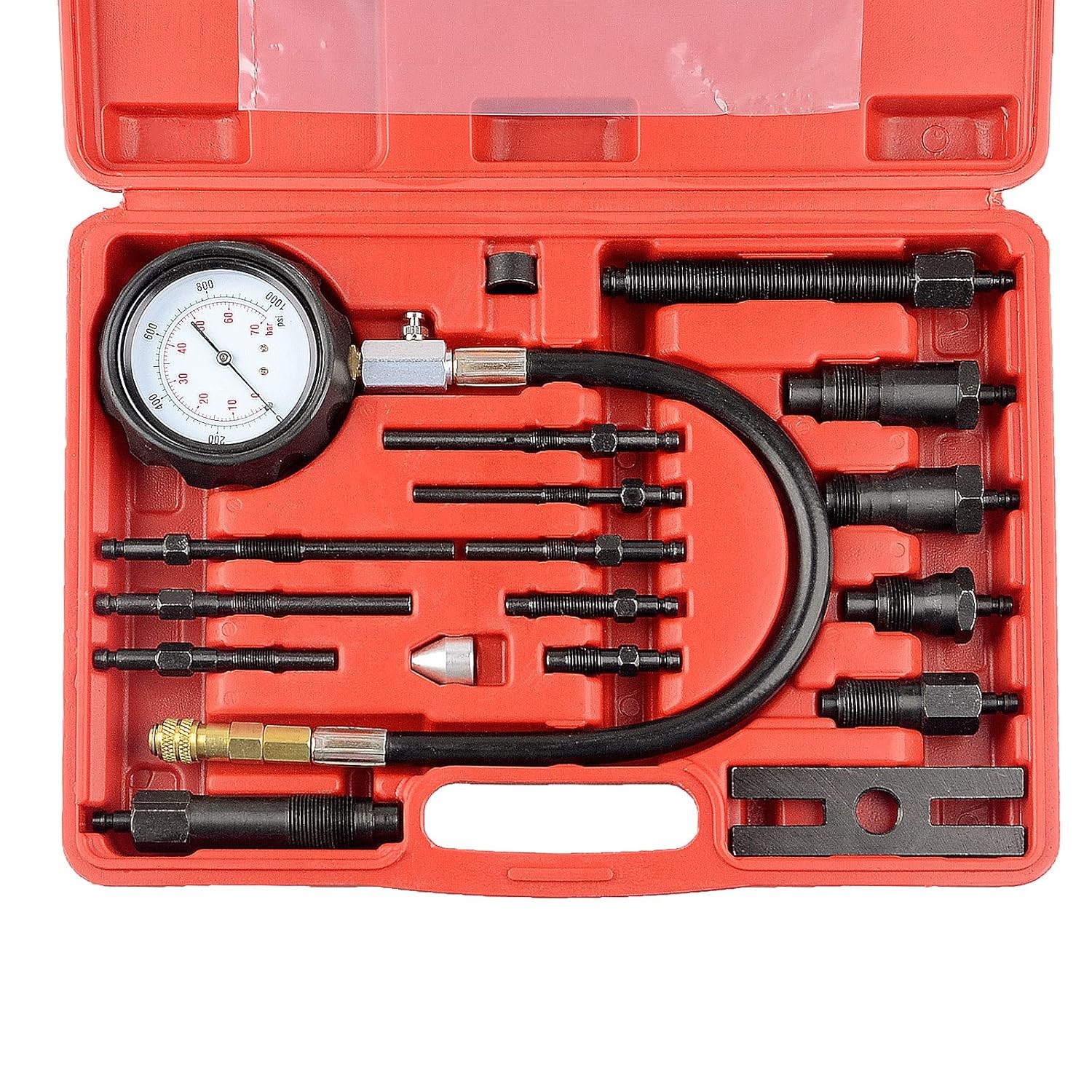 18 Pcs Diesel Engine Cylinder Compression Tester Pressure Test Tool Kit