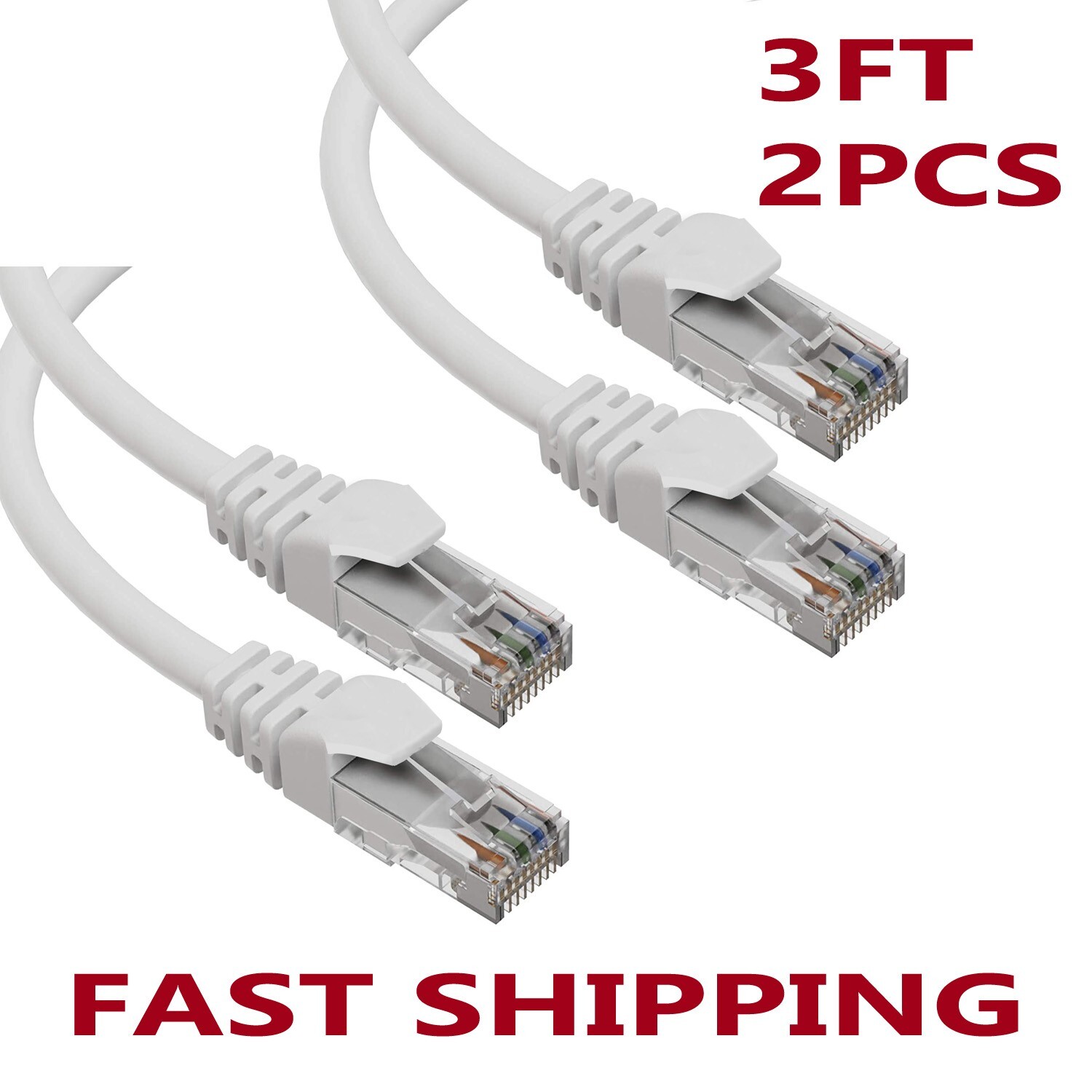 InstallerCCTV 2-Pack 3Feet Cat5E Ethernet Cable,100% Cooper Shielded 24AWG Cable