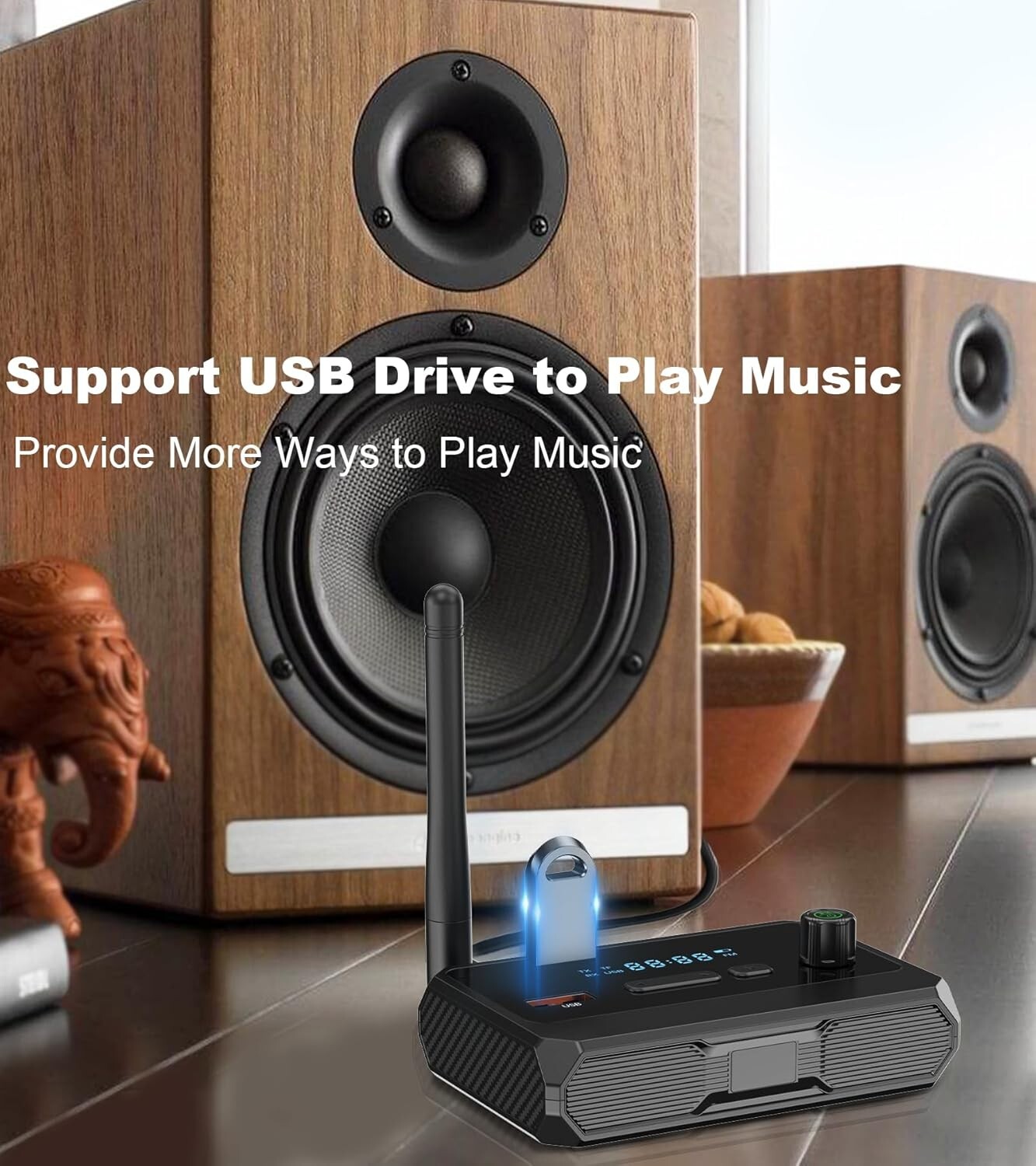 Bluetooth 5.3 Audio Receiver for Home Stereo, Wireless Adapter with Optical/USB