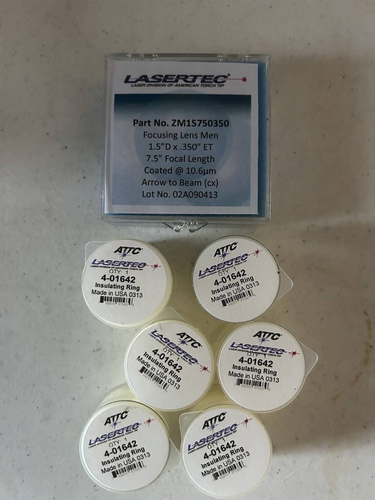 ATTP Bystronic Laser Focus Lens 1.5x.350 7.5 Focal Length & Insulating Rings