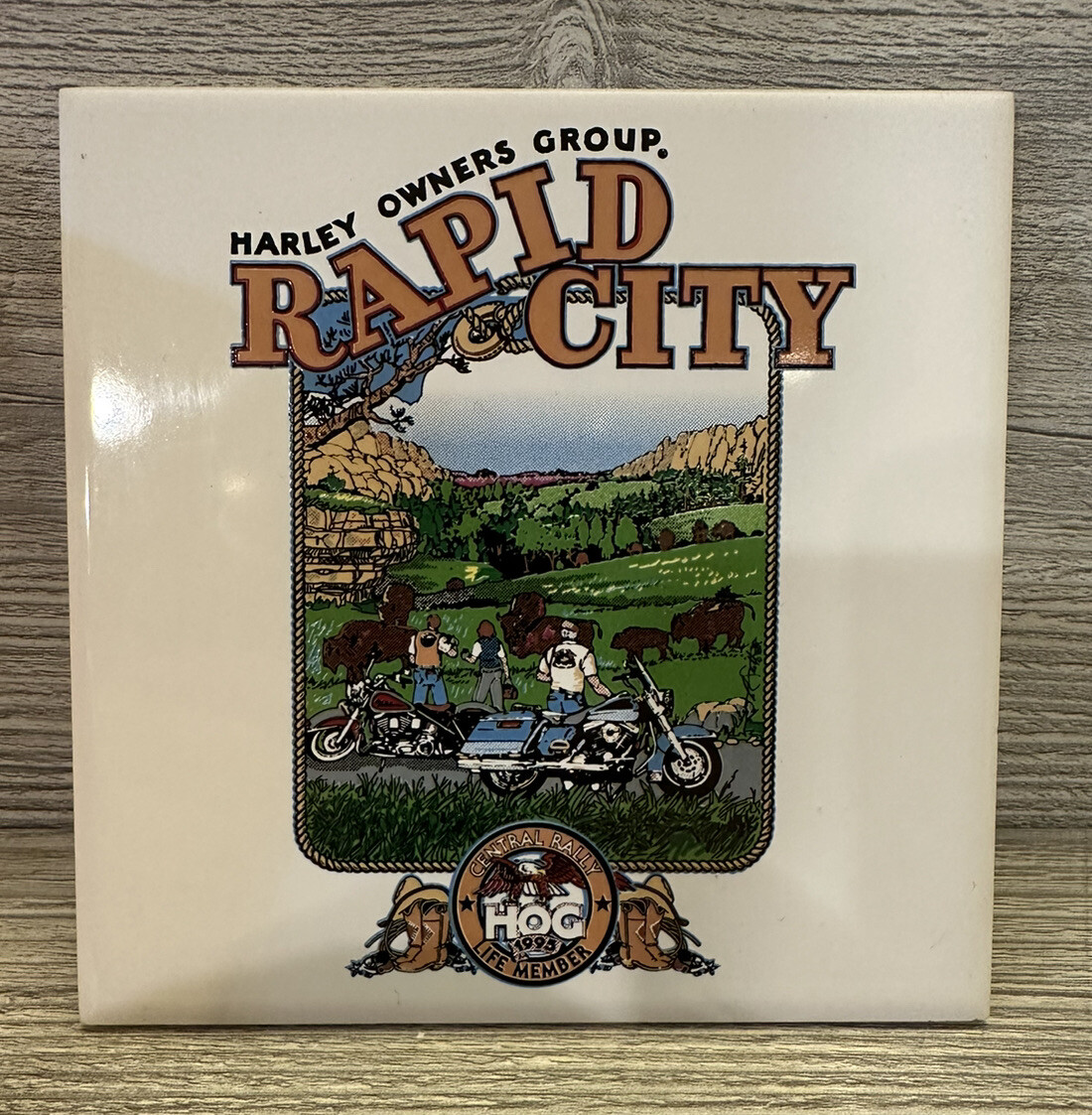 Harley Davidson Commemorative Rapid City 1995 Ceramic 6" x 6" Collectible