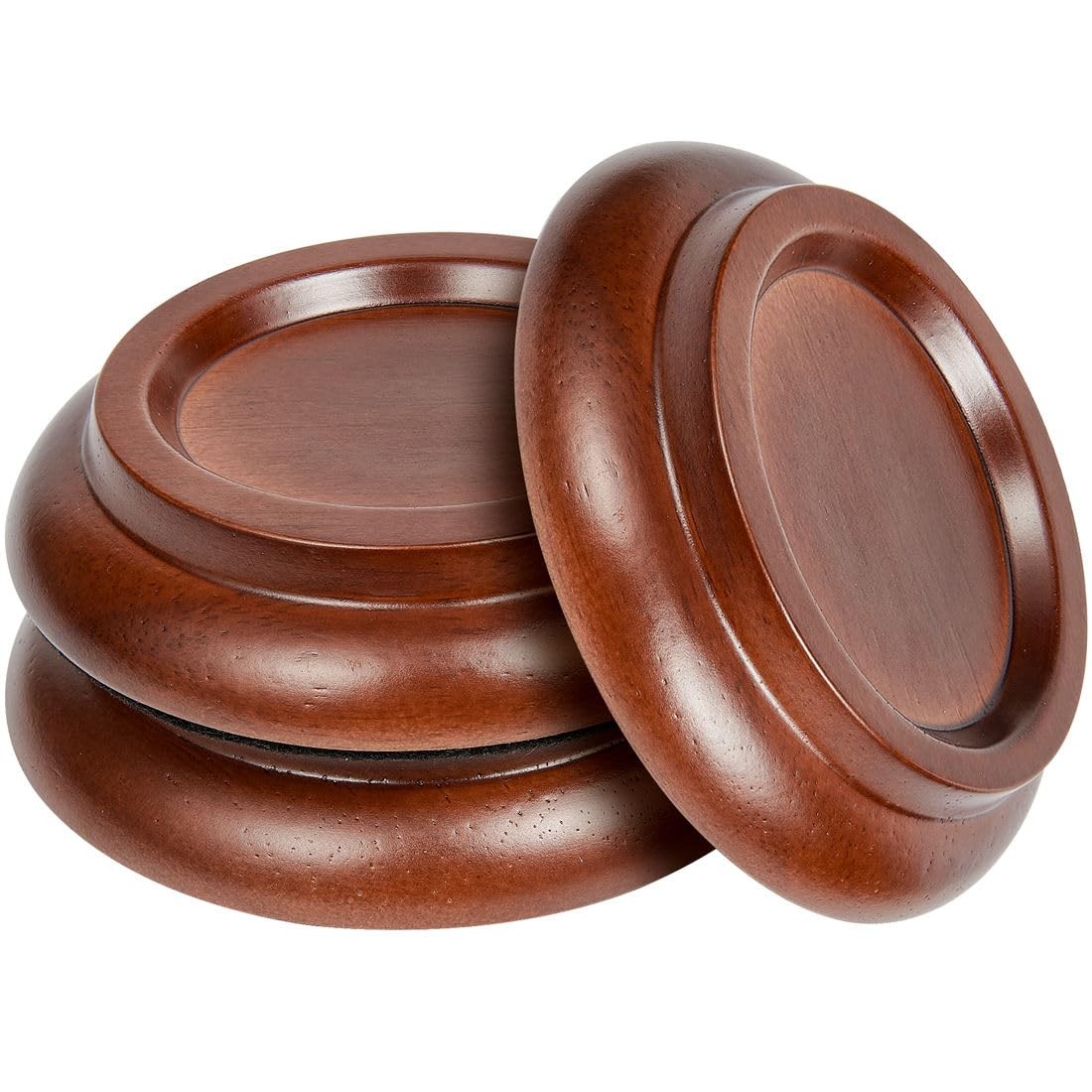 Piano Caster Cups Grand Raw Wood-Brown Color-PA-20, Hardwood Brown