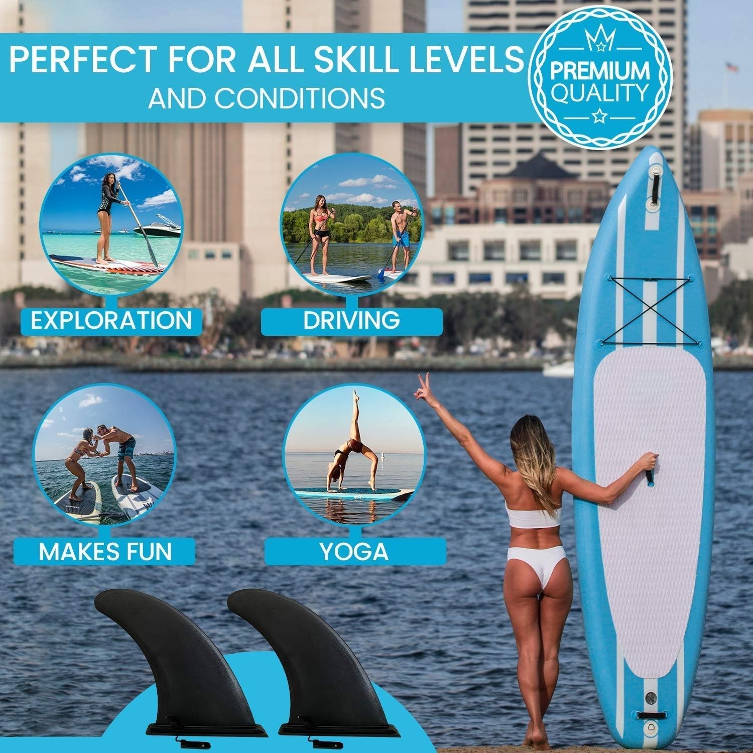 9" Sup Fin Replacement - Stand up Paddleboard Fin Replacement, Quick Release