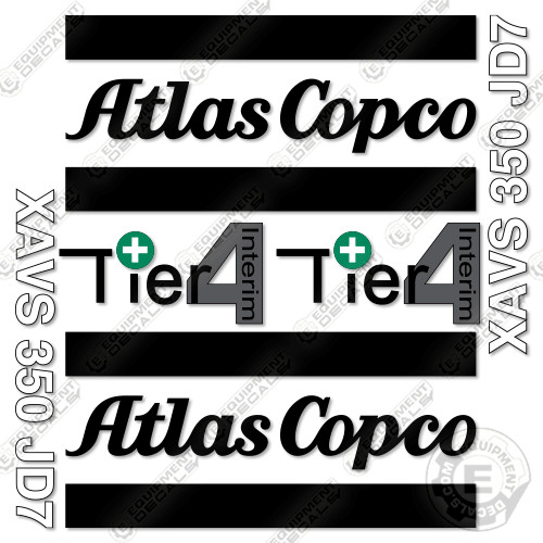 Fits Atlas Copco XAVS350 JD7 Decal Kit Air Compressor - 7 YEAR OUTDOOR 3M VINYL!