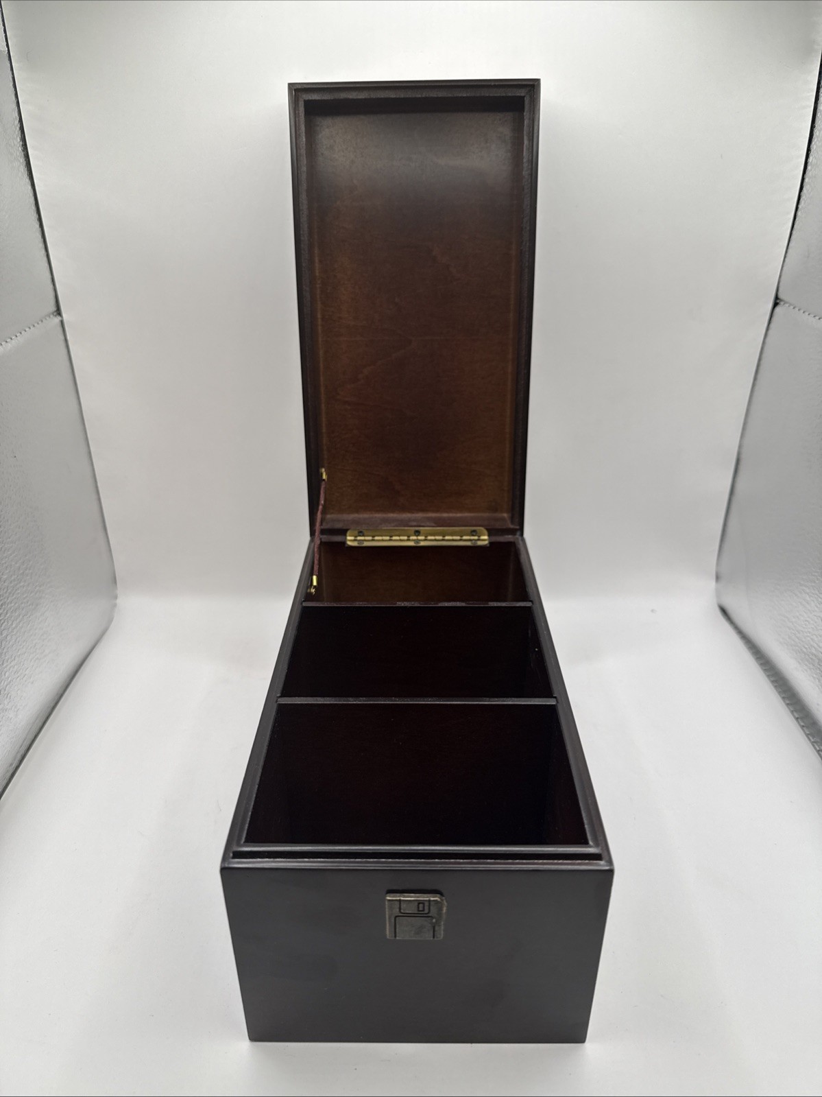 Vintage 1996 Bombay Company 3.5" Floppy Disk Storage Box Wood Office Organizer