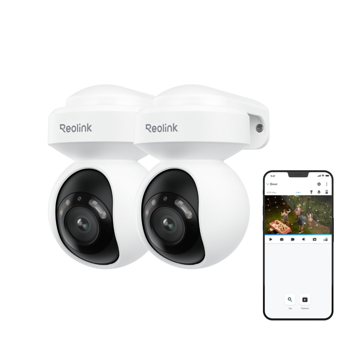 Reolink 2pcs E1 Outdoor SE PoE 8MP Security Camera Auto-Tracking 360° Coverage