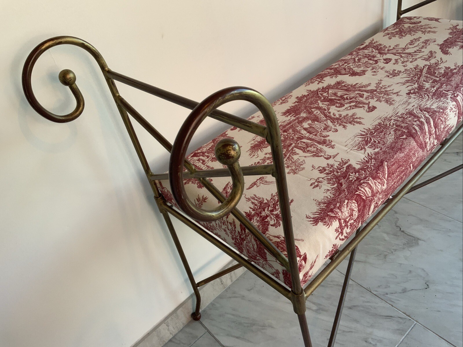 Bombay Company Upholstered Bench Handcrafted metal