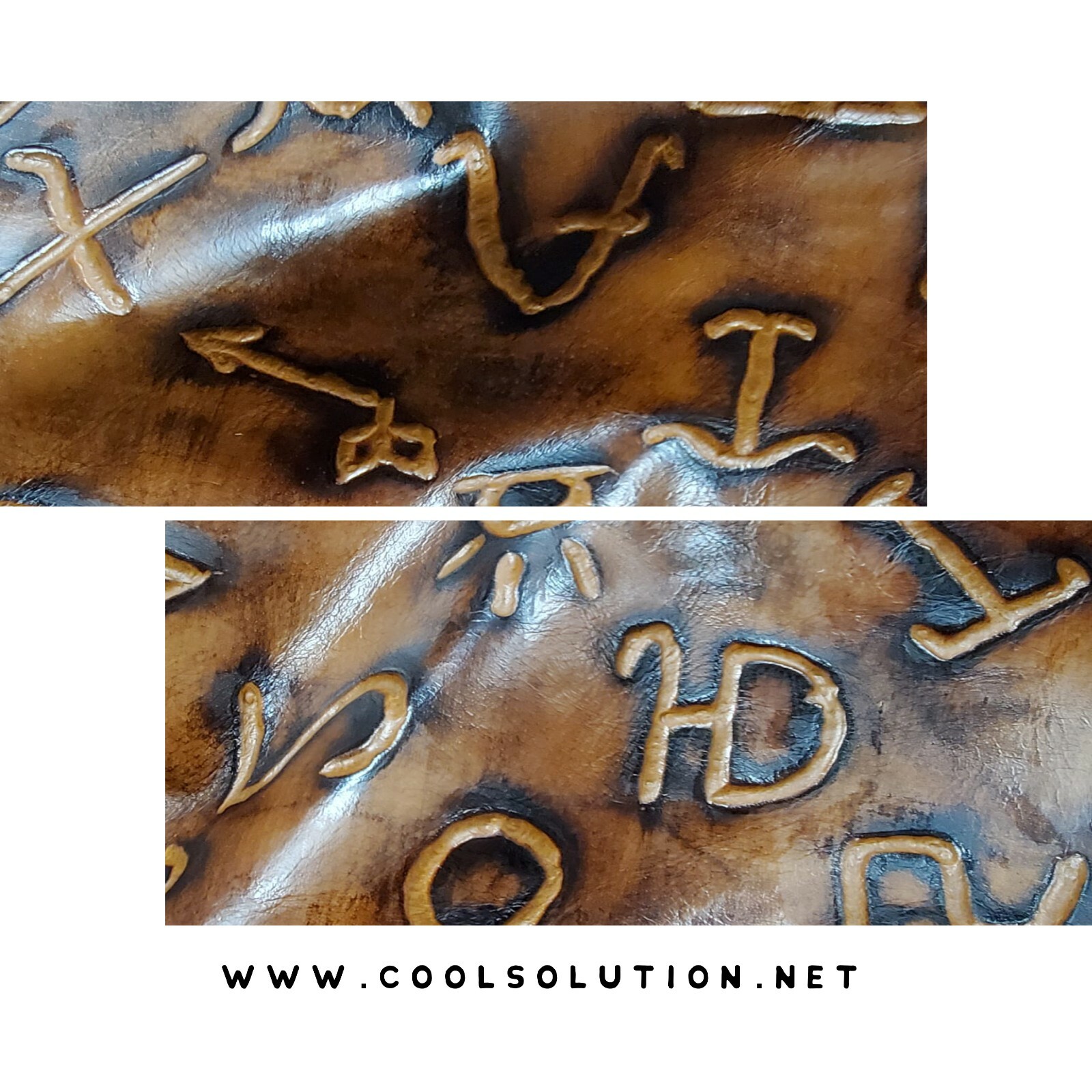 Embossed Leather Mini Brands Dark Saddle Cut to Size, For Bags, Wallets, Upholst