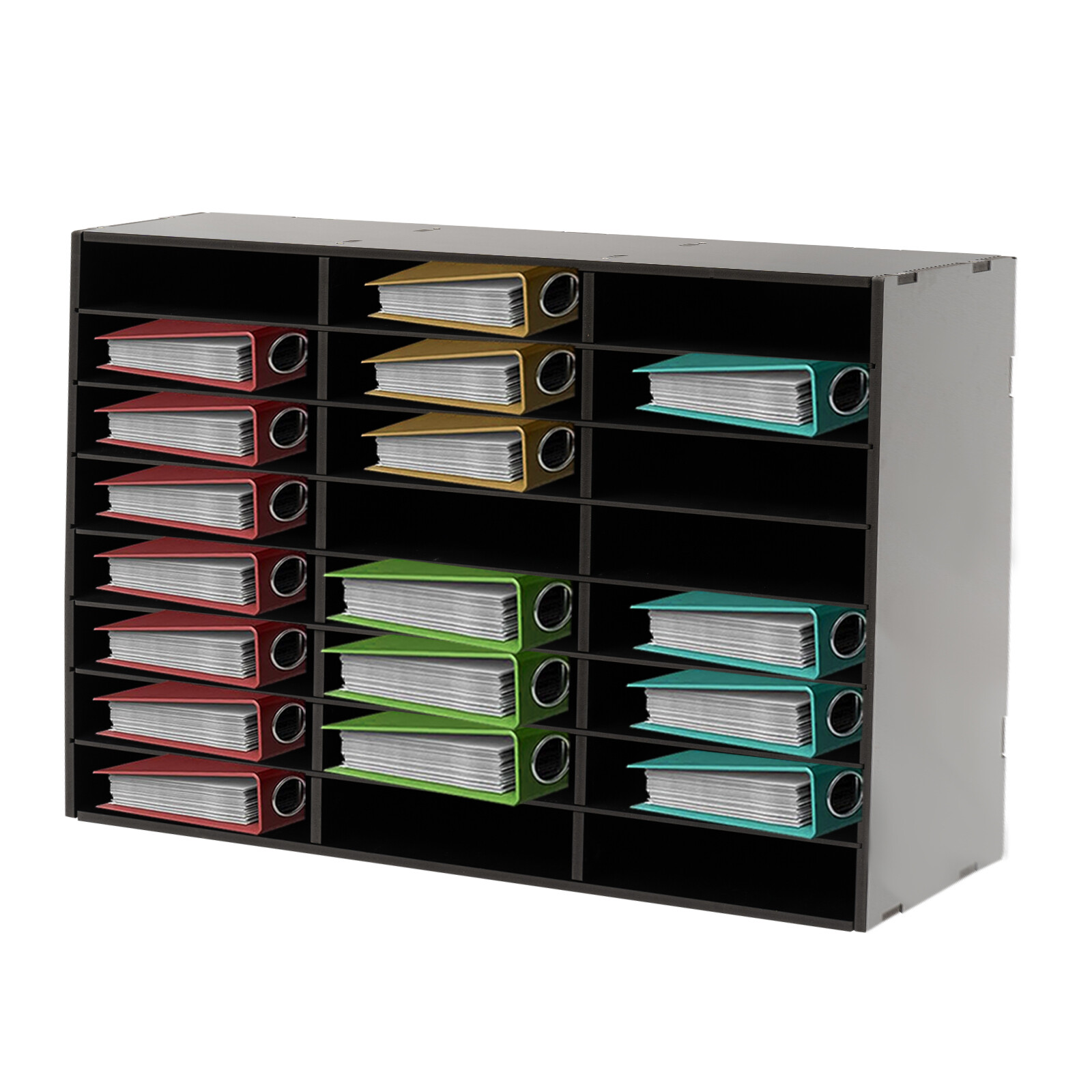 24 Compartments PVC Literature Organizer Desktop File Sorte Display Stand Black