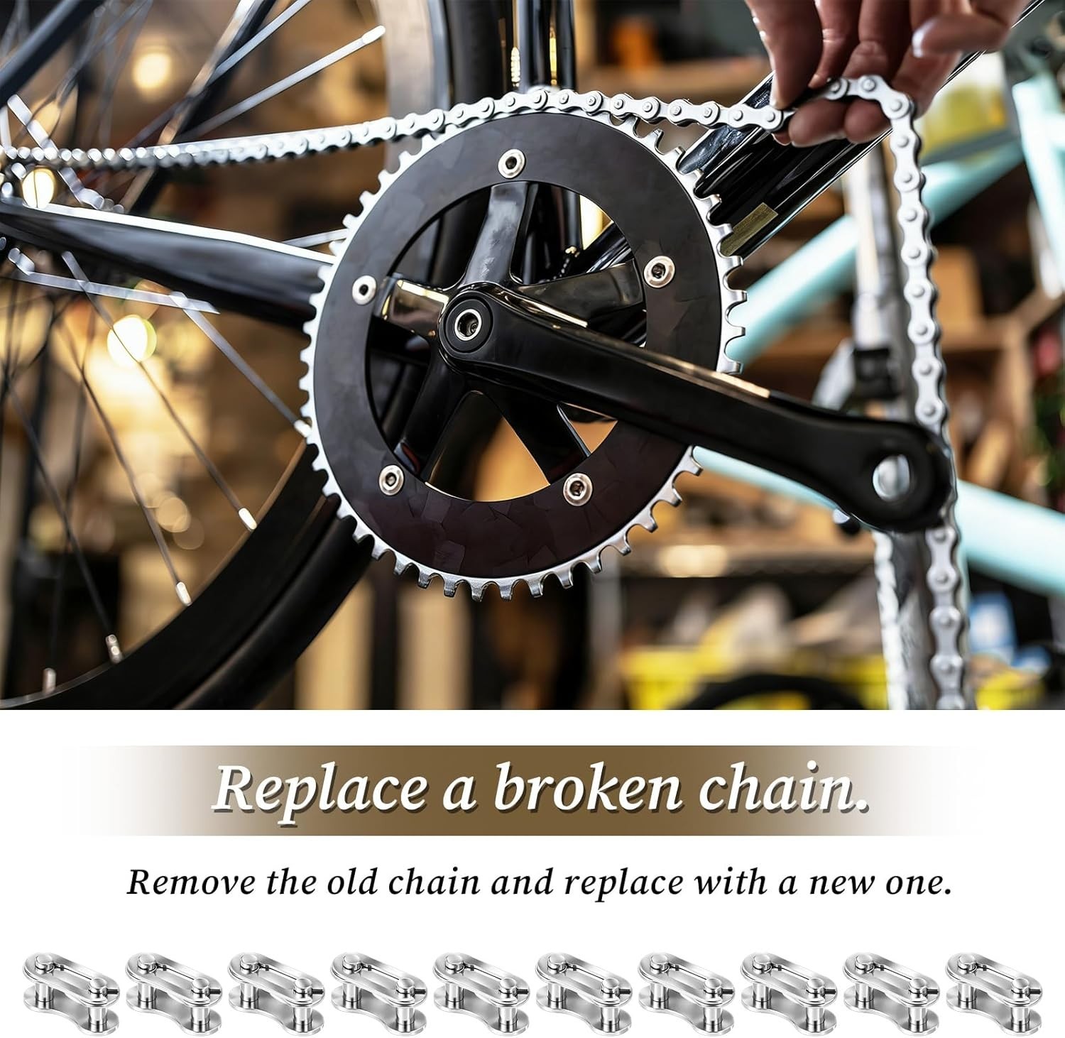 10 Pairs Bike Chain Master Link for Bicycle Missing Link, Single Speed Chain