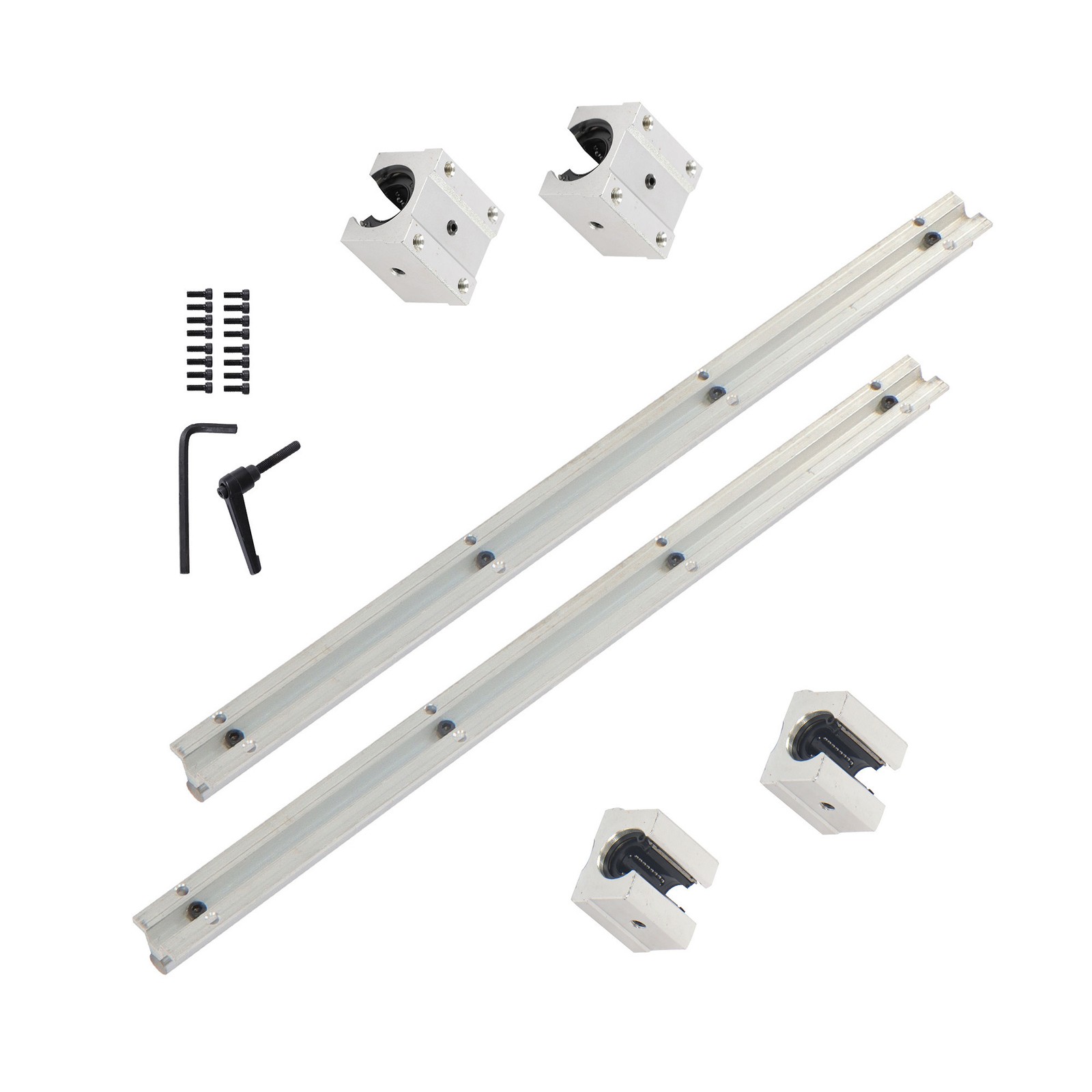 LABLT W/ 4× SBR12UU Square Type Bearings Block 2× SBR12-500mm Linear Shaft Rail