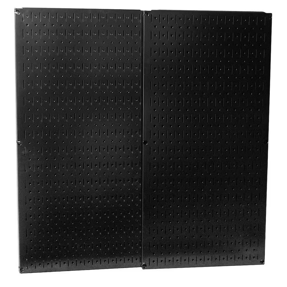 32 In. X 32 In. Overall Size Black Metal Pegboard Pack with Two 32 In. X 16 In.