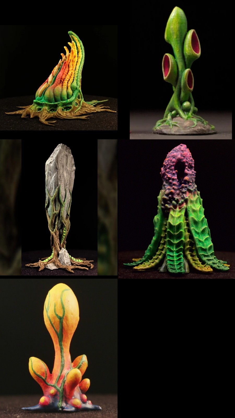3D Printed Tabletop War Terrain Alien Plants Set E Perfect For 40K / Kill Team