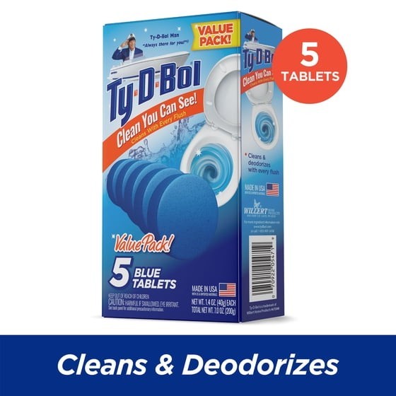Ty-D-Bol Blue Tablets Value 5 Pack Automatic Toilet Bowl Cleaner Deodorizer Tabs